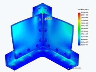 A visualization demonstrating the stress performance of a luggage container. A visualization demonstrating the stress performance of a luggage container.