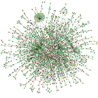 a network diagram made up of dots and lines, representing the interactions between proteins in a yeast cell. a network diagram made up of dots and lines, representing the interactions between proteins in a yeast cell.