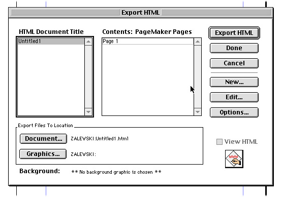 Export HTML window.