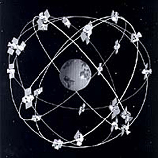 GPS satellites orbiting Earth. GPS satellites orbiting Earth.