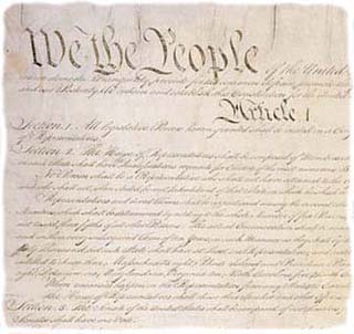 Photograph of the header of the U.S. Constitution. Photograph of the header of the U.S. Constitution.