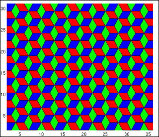 Multi-colored cubes arranged to create the illusion of hexagons. Multi-colored cubes arranged to create the illusion of hexagons.