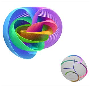 Three spheres made up of circles. Three spheres made up of circles.