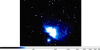 An image of the Orion constellation with the color altered.