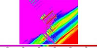 An image of the top of the Prudential Center with the colors altered.