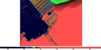 An image of the top of the Prudential Center with the colors altered.